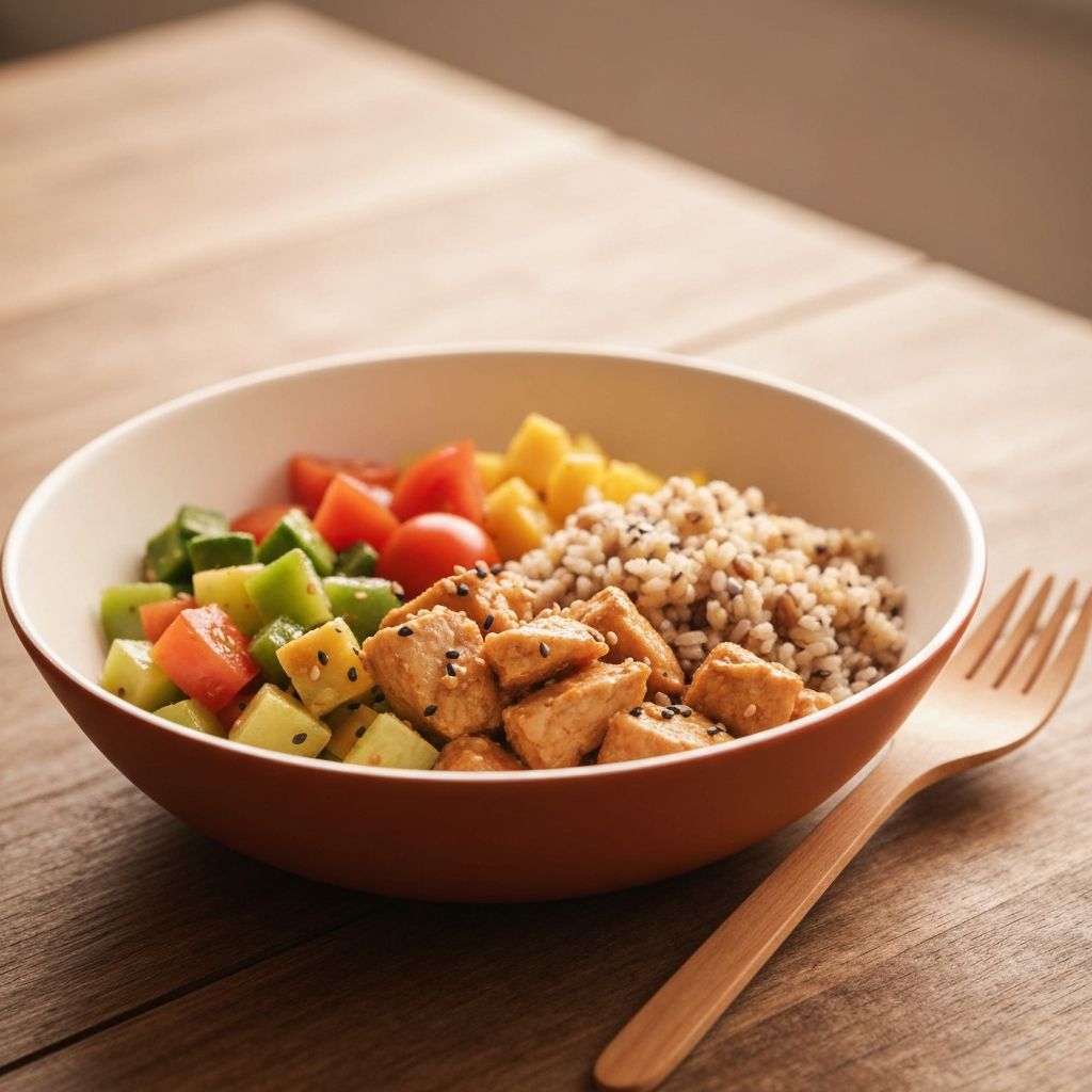 Achtsame Mahlzeit mit ausgewogener Schüssel und Präsenz